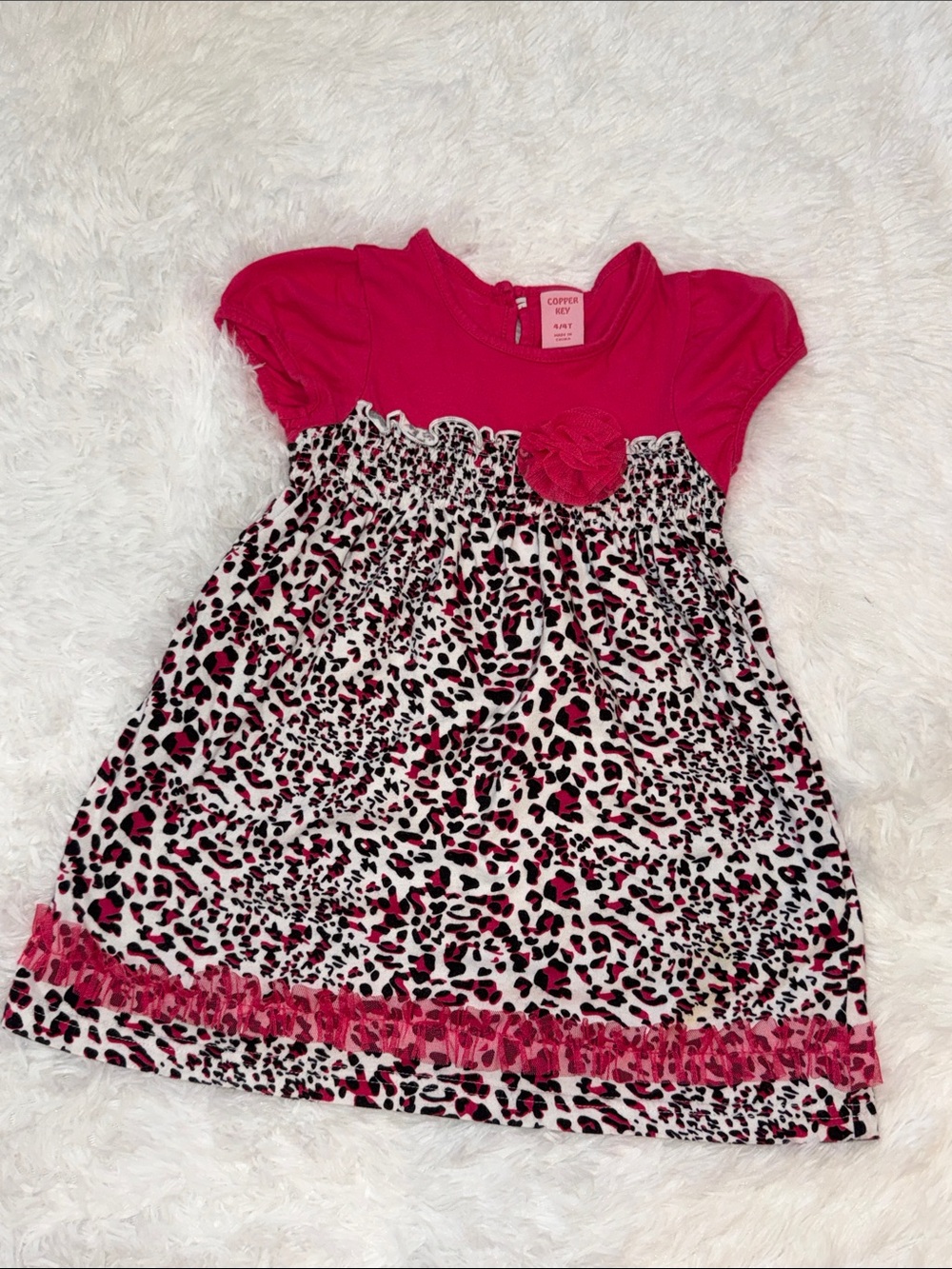 Copper Key Hot Pink Top with Pink, Black & White Leopard Skirt Dress